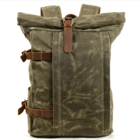 Nomiro | Waterproof Travel Backpack – Durable Waxed Canvas & Crazy Horse Cowhide