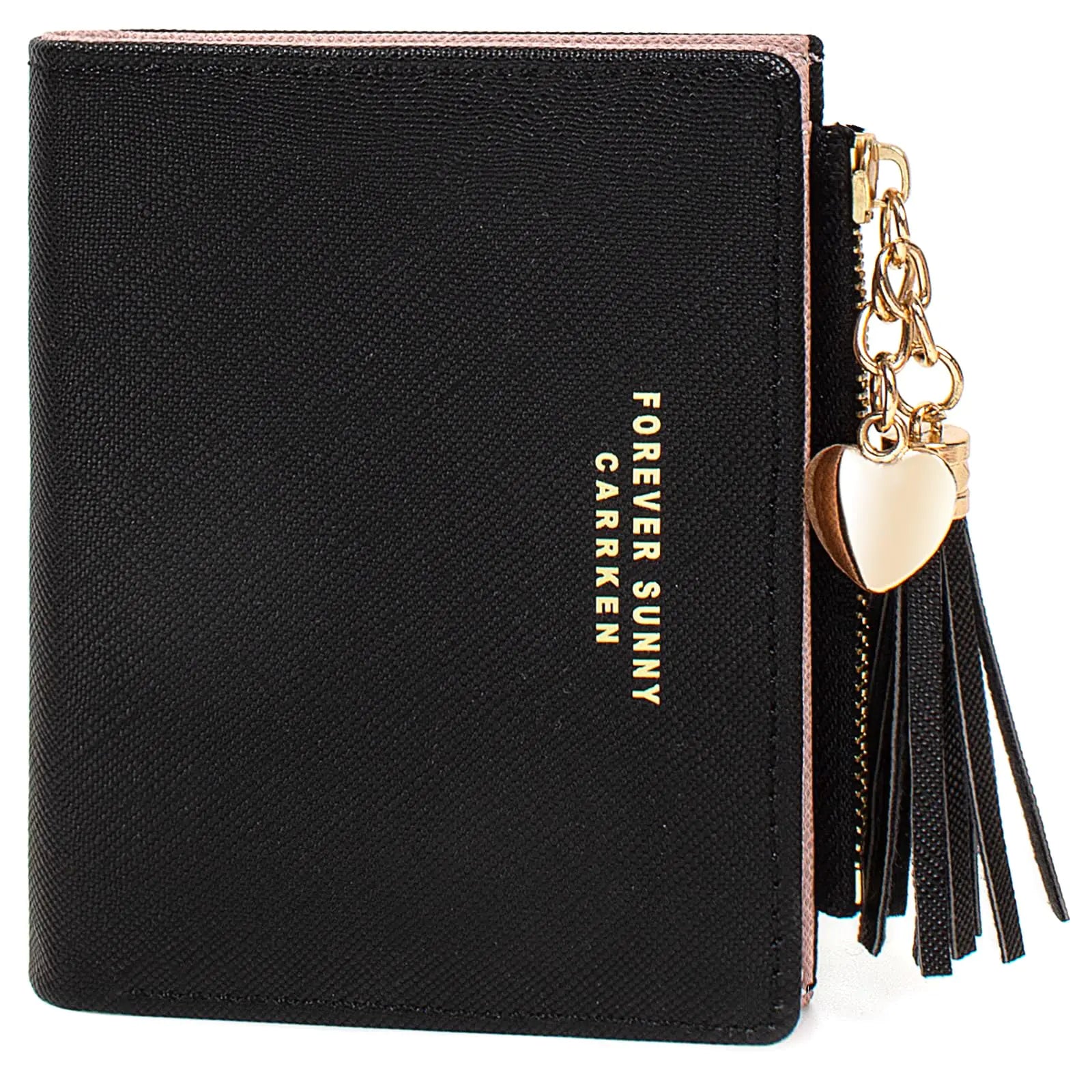 Nomiro KOTORA Women’s Small Wallet – Slim Mini Card Holder with Heart Tassel