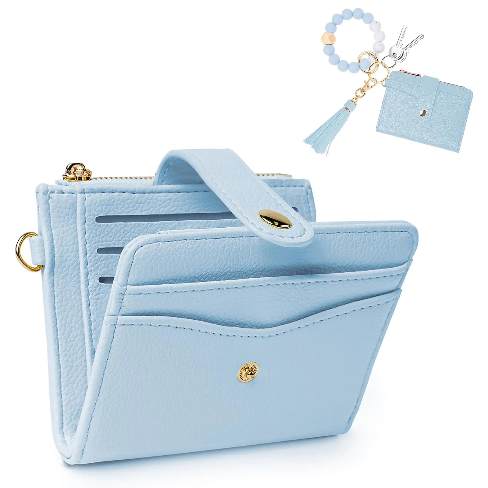 Nomiro KNGITRYI Small Women’s RFID Wristlet Wallet with Keychain