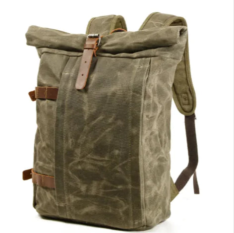 Nomiro | Waterproof Travel Backpack – Durable Waxed Canvas & Crazy Horse Cowhide