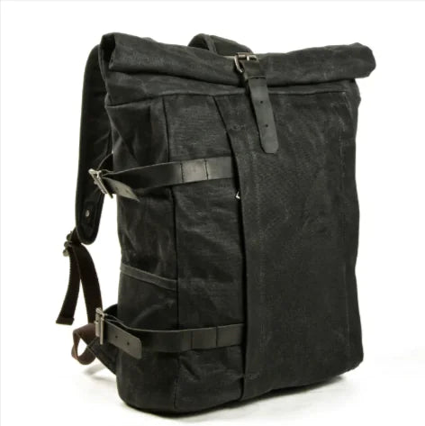 Nomiro | Waterproof Travel Backpack – Durable Waxed Canvas & Crazy Horse Cowhide