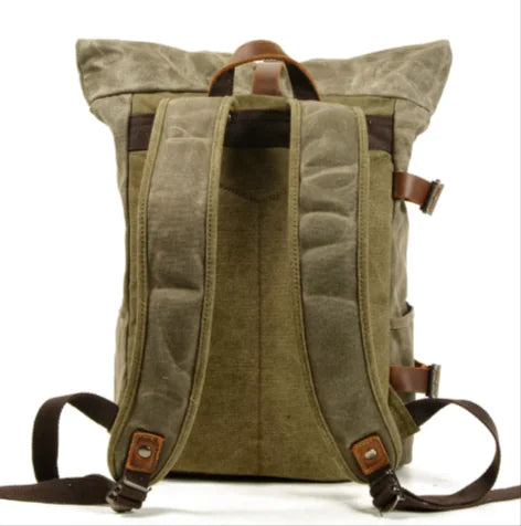 Nomiro | Waterproof Travel Backpack – Durable Waxed Canvas & Crazy Horse Cowhide