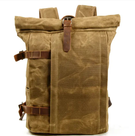 Nomiro | Waterproof Travel Backpack – Durable Waxed Canvas & Crazy Horse Cowhide