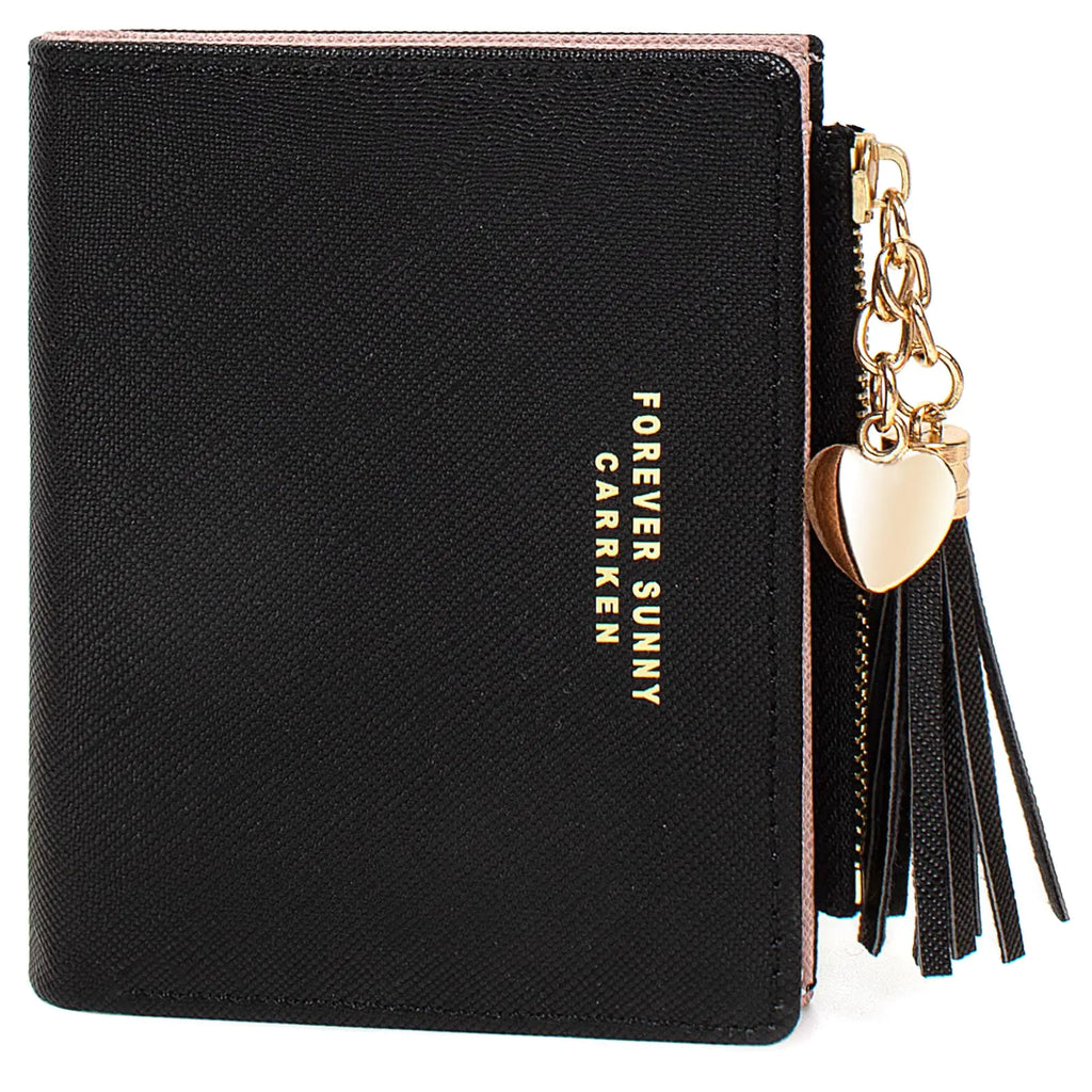 Nomiro KOTORA Women’s Small Wallet – Slim Mini Card Holder with Heart Tassel