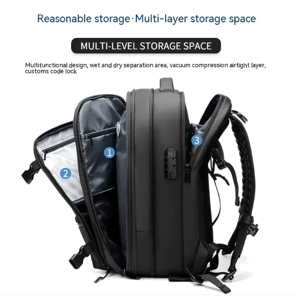 Nomiro| Men's Multifunction Travel Backpack – High-Capacity Vacuum Compression Bag